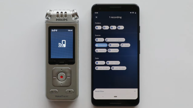 Philips VoiceTracer App: How to filter your recorded audiofiles in the app